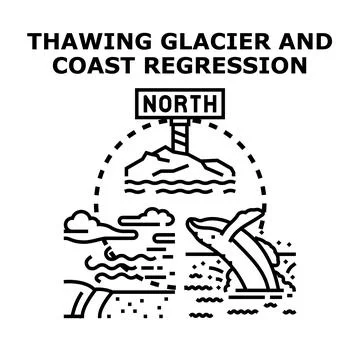 Climate change causing glacier thawing and warming ocean Stock Illustration