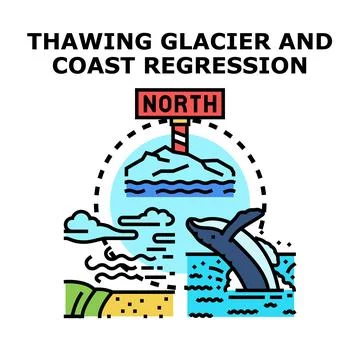 Climate change causing glacier thawing and warming ocean Stock Illustration