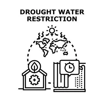 Climate change causing global drought and water restriction Stock Illustration