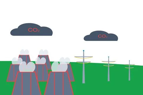 Climate change concept comparing fossil fuels and clean energy Stock Illustration