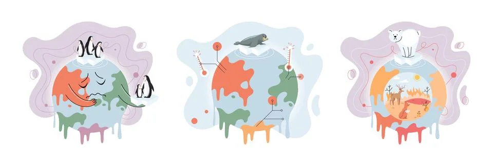 Climate change concept. Global warming metaphor. Temperature rising animal イラスト素材
