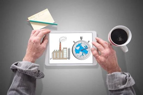 Climate change concept on a tablet 스톡 사진