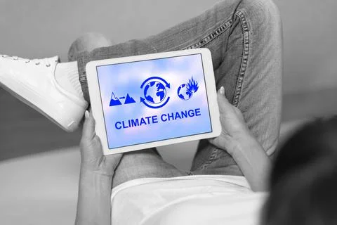 Climate change concept on a tablet Stock-Fotos