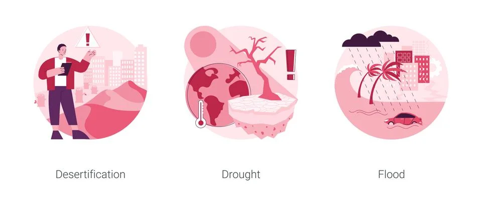 Climate change consequences abstract concept vector illustrations. 스톡 일러스트