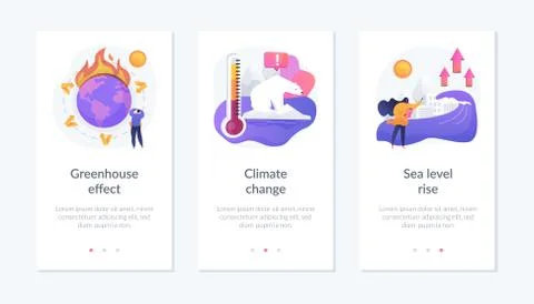 Climate change consequences app interface template. Stock Illustration