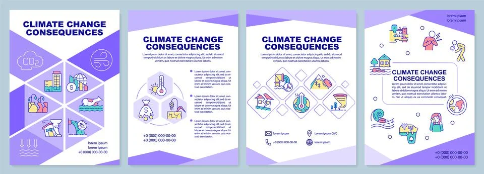 Climate change consequences brochure template Stock Illustration