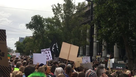 Climate change demonstration Adelaide Stock Footage 122561881
