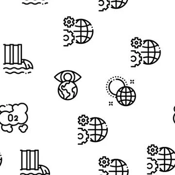 Climate Change Ecology Seamless Pattern Vector Stock Illustration