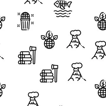Climate Change Ecology Seamless Pattern Vector Stock Illustration