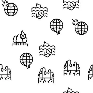 Climate Change Ecology Seamless Pattern Vector Stock Illustration