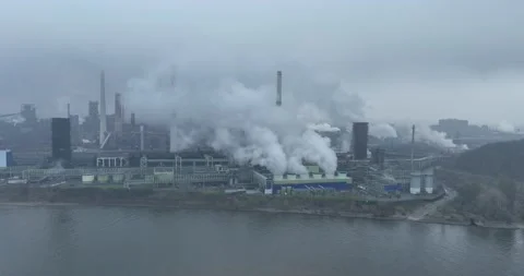 Climate change, environmental damage, CO2 emmisions, cloud of smoke and smog Stock Footage 229428549