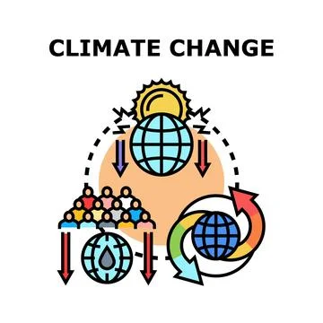 Climate change global impact cycle concept Stock Illustration