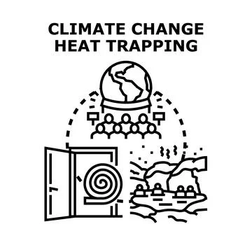 Climate change heat trapping global discussion and energy saving Stock Illustration
