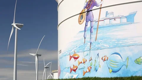 Climate change heaven and hell, an oil terminal in Amsterdam, Netherlands, wi 動画素材 235738632