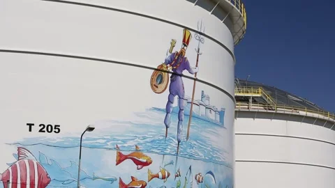 Climate change heaven and hell, an oil terminal in Amsterdam, Netherlands, wi 動画素材 235741407