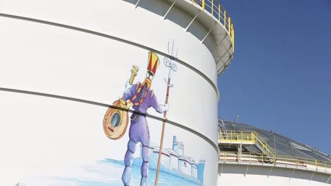 Climate change heaven and hell, an oil terminal in Amsterdam, Netherlands, wi 動画素材 235742036