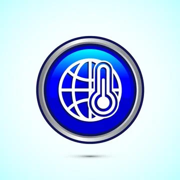Climate change icon design, Global warming, Earth temperature icon, Blue Co.. Illustrazione stock