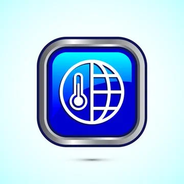 Climate change icon design, Global warming, Earth temperature icon, Blue Co.. Illustrazione stock