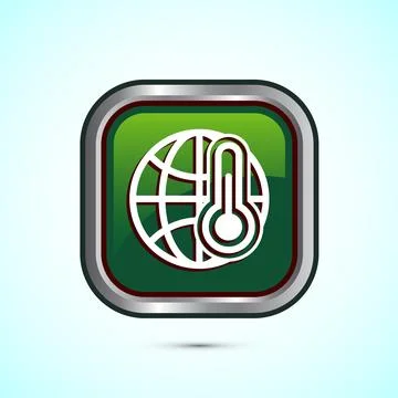 Climate change icon design, Global warming, Earth temperature icon, Green C.. Illustrazione stock