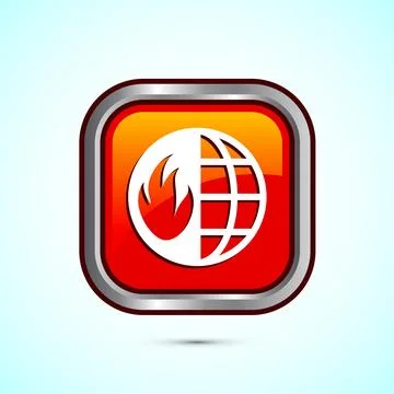 Climate change icon design, Global warming, Earth temperature icon, Orange .. Illustrazione stock
