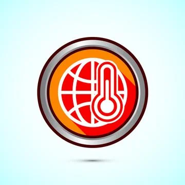 Climate change icon design, Global warming, Earth temperature icon, Orange .. Illustrazione stock