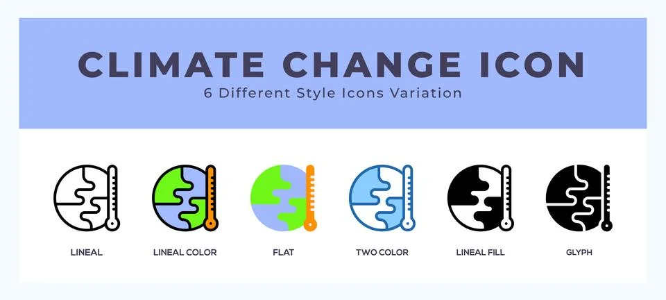 Climate change icon set. Design elements for logo Ilustración de archivo