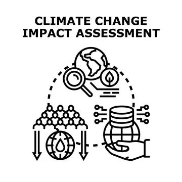 Climate change impact assessment calculating global effects Stock Illustration