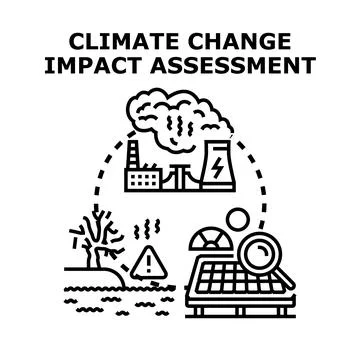 Climate change impact assessment concept exploring environmental effects Stock Illustration
