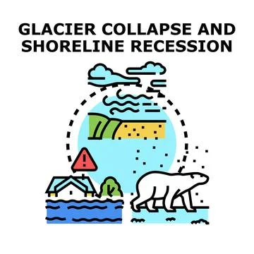 Climate change impacting environment, causing sea level rise Stock Illustration