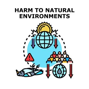 Climate change impacting natural environment and human survival Stock Illustration