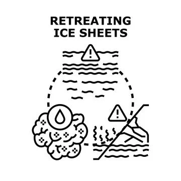 Climate change impacting retreating ice sheets and rising sea level concept Stock Illustration