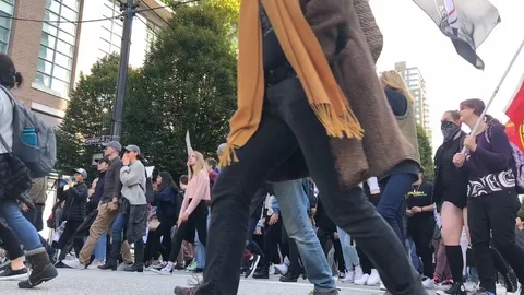Climate change march timelapse crowd people Vancouver Canada Sept 2019 Stock Footage 116795982