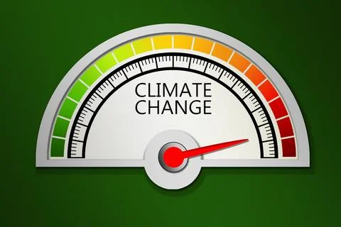 Climate change measuring device with arrow and scale Stock Illustration