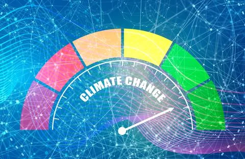 Climate change measuring device with arrow and scale. Stock Illustration