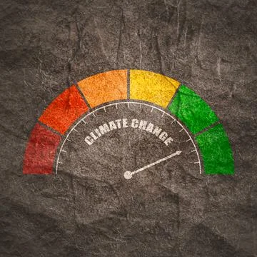 Climate change measuring device with arrow and scale. Stock Illustration