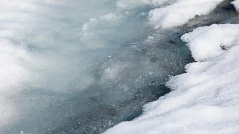 Climate Change. Melting Glacier small river. Greenland Ice Sheet Stock Footage