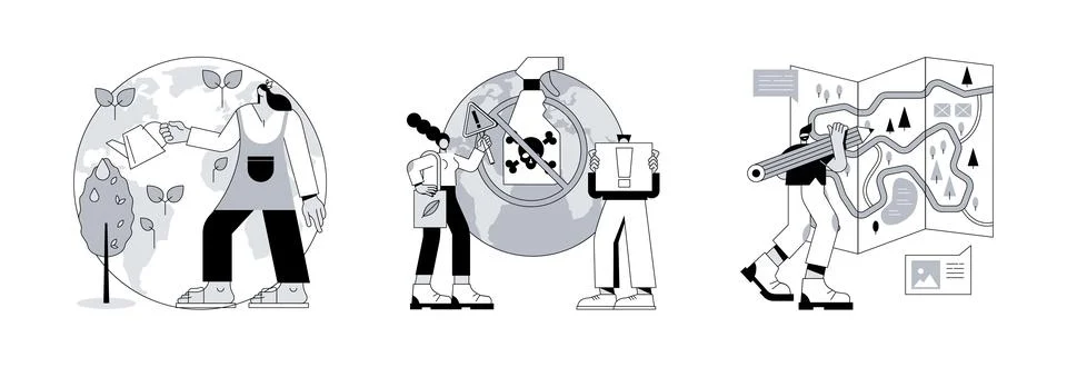 Climate change mitigation abstract concept vector illustrations. 스톡 일러스트