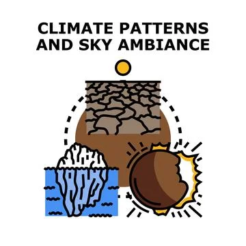 Climate change patterns impacting environments and weather Stock Illustration