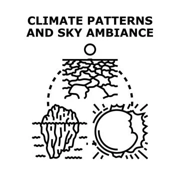 Climate change patterns impacting environments and weather Stock Illustration