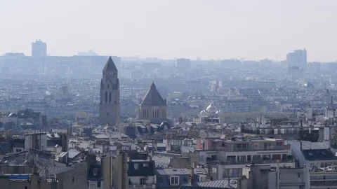 Climate change, Pollution, Fog, Eiffel tower, Paris, France Stock Footage 112599567