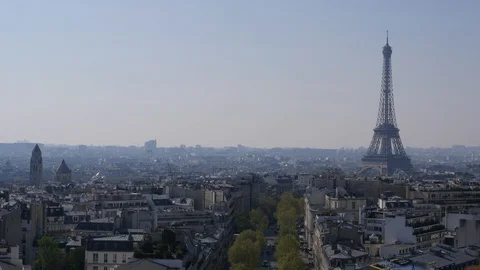 Climate change, Pollution, Fog, Eiffel tower, Paris, France Stock Footage 112600572