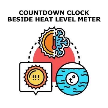 Climate change predicting timeline with temperature meter Stock Illustration