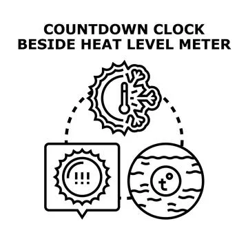 Climate change predicting timeline with temperature meter Stock Illustration