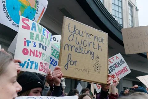 Climate change protest: Brussels / Belgium, January 24 2019 Stock Photos