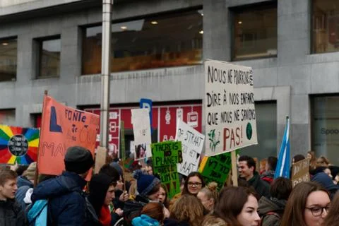 Climate change protest: Brussels / Belgium, January 24 2019 Stock Photos