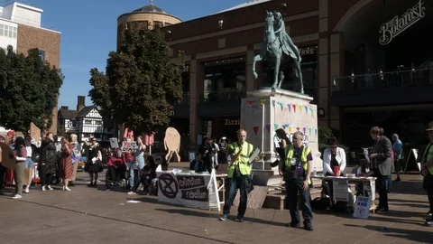 Climate change protest at Coventry city centre Stock Footage 116346148