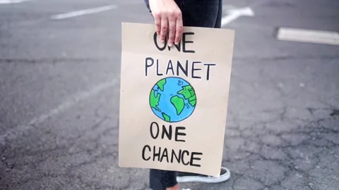 Climate change protest. People fighting for environmental and global warming cri Stock Footage 255724489