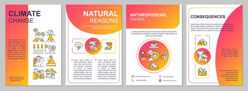 Climate change red gradient brochure template Illustrazione stock