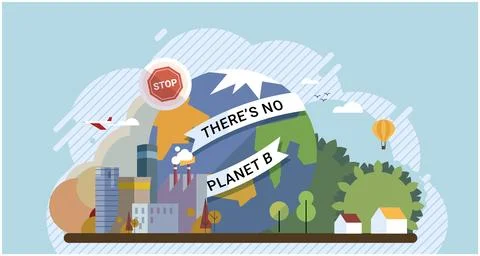 Climate change. Save the planet. Earth pollutions effects underscore need f.. Stockillustratie