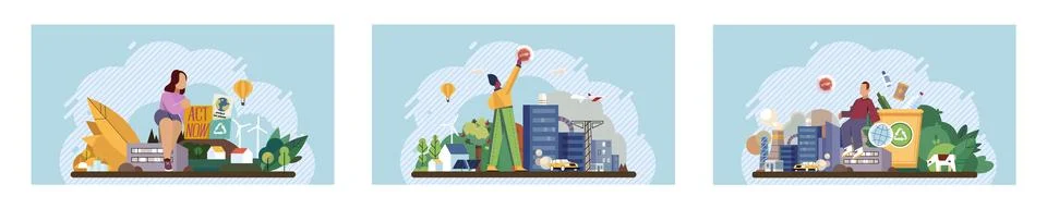 Climate change. Save the planet. Taking steps to change climate patterns is Illustrazione stock